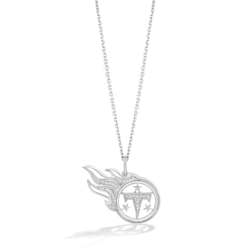 Main Image 1 of True Fans Tennessee Titans 1/10 CT. T.W. Diamond Logo Necklace in Sterling Silver