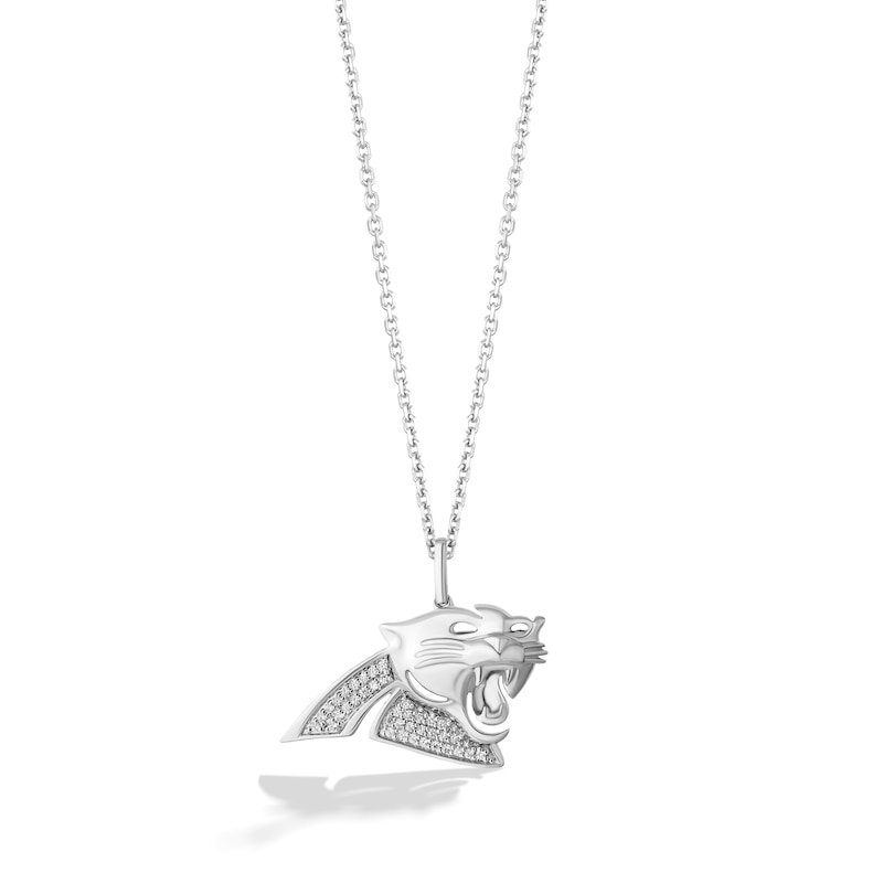 Main Image 1 of True Fans Carolina Panthers 1/10 CT. T.W. Diamond Logo Necklace in Sterling Silver
