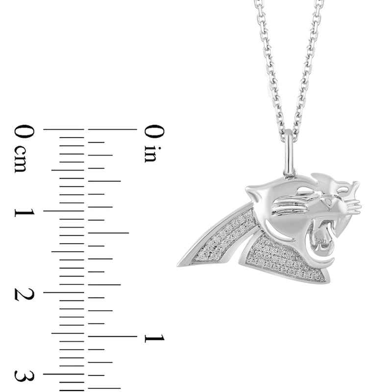 Main Image 2 of True Fans Carolina Panthers 1/10 CT. T.W. Diamond Logo Necklace in Sterling Silver
