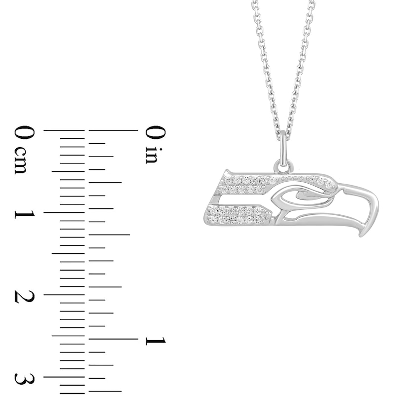 Main Image 2 of True Fans Seattle Seahawks 1/10 CT. T.W. Diamond Logo Necklace in Sterling Silver