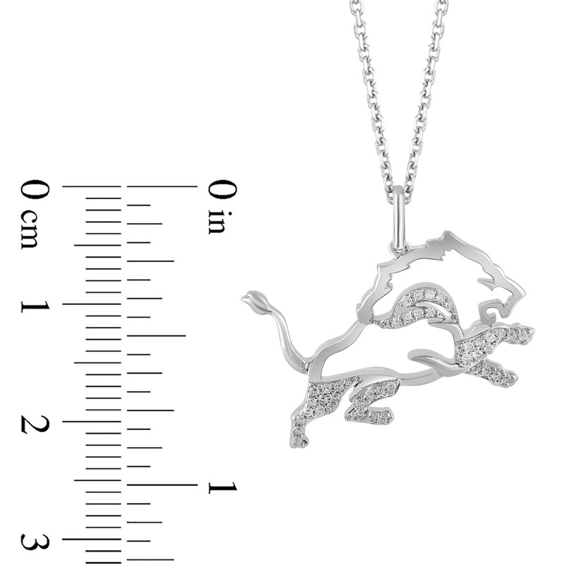 True Fans Detroit Lions 1/10 CT. T.W. Diamond Logo Necklace in Sterling Silver