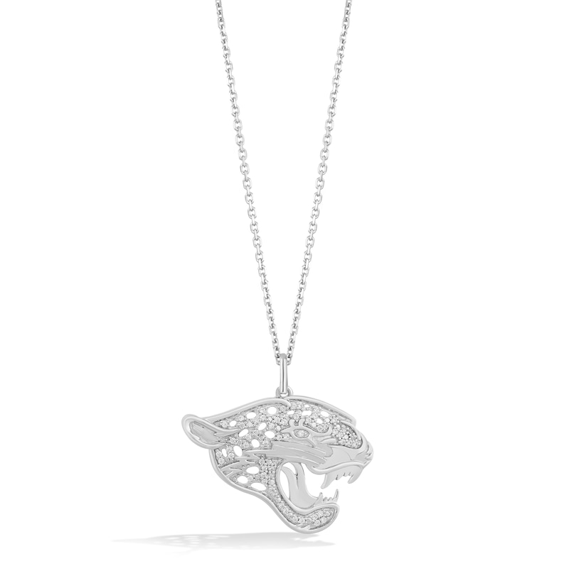 Main Image 1 of True Fans Jacksonville Jaguars 1/10 CT. T.W. Diamond Logo Necklace in Sterling Silver