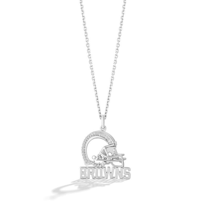 True Fans Cleveland Browns 1/10 CT. T.W. Diamond Logo Necklace in