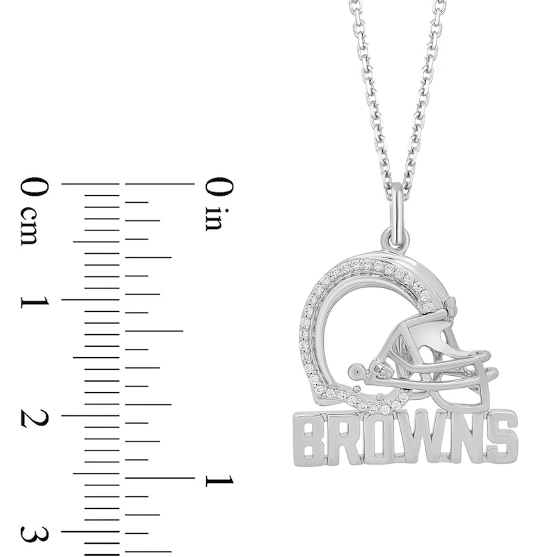 Main Image 2 of True Fans Cleveland Browns 1/10 CT. T.W. Diamond Logo Necklace in Sterling Silver