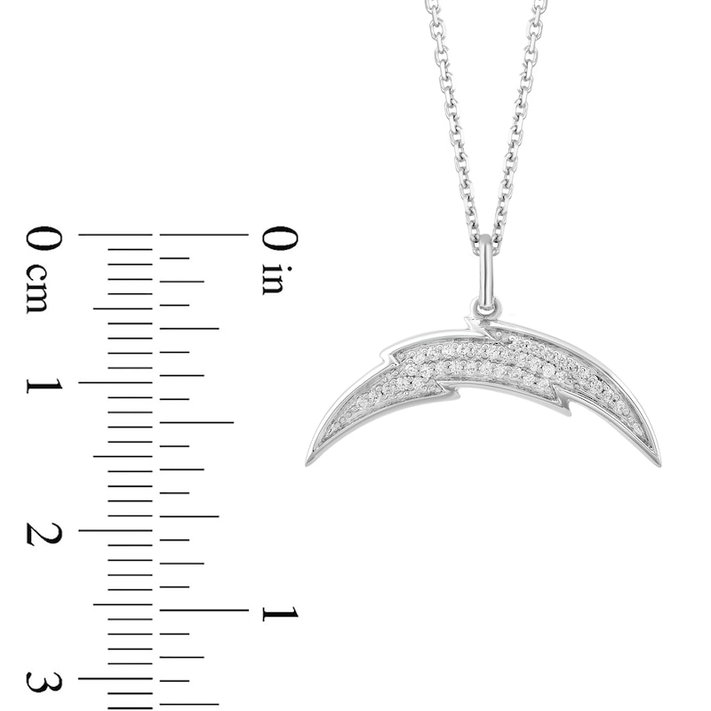 Main Image 2 of True Fans Los Angeles Chargers 1/10 CT. T.W. Diamond Logo Necklace in Sterling Silver