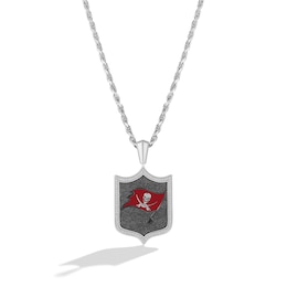 True Fans Tampa Bay Buccaneers 1/5 CT. T.W. Diamond and Enamel Reversible Shield Necklace in Sterling Silver