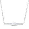 Baguette & Round-Cut Diamond Bar Necklace 1/8 ct tw Sterling Silver 18”