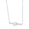 Thumbnail Image 1 of Baguette & Round-Cut Diamond Bar Necklace 1/8 ct tw Sterling Silver 18”