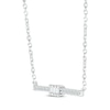Baguette & Round-Cut Diamond Bar Necklace 1/8 ct tw 10K White Gold 18”