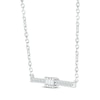 Thumbnail Image 2 of Baguette & Round-Cut Diamond Bar Necklace 1/8 ct tw 10K White Gold 18”
