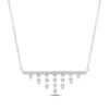 Baguette & Round-Cut Diamond Waterfall Bar Necklace 1/4 ct tw Sterling Silver 18”