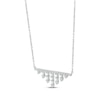 Thumbnail Image 2 of Baguette & Round-Cut Diamond Waterfall Bar Necklace 1/4 ct tw 10K White Gold 18”