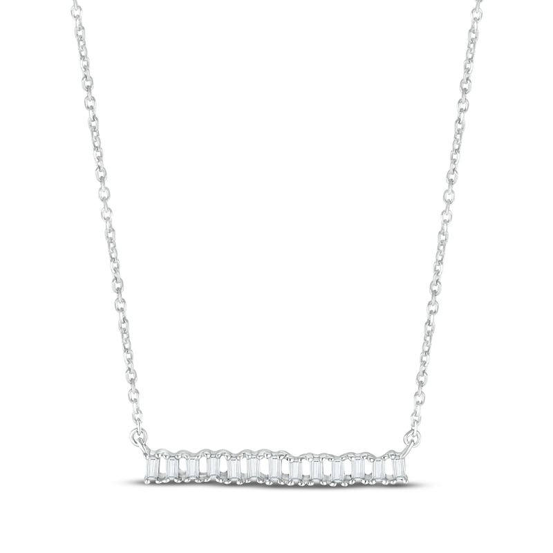 Baguette-Cut Diamond Bar Necklace 1/6 ct tw Sterling Silver 18”