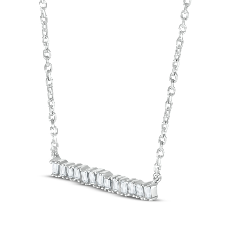Main Image 2 of Baguette-Cut Diamond Bar Necklace 1/6 ct tw Sterling Silver 18”