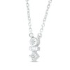 Baguette & Round-Cut Diamond Drop Necklace 1/15 ct tw Sterling Silver 18”