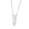 Thumbnail Image 2 of Baguette & Round-Cut Diamond Drop Necklace 1/15 ct tw Sterling Silver 18”