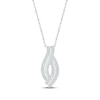 Thumbnail Image 0 of Baguette & Round-Cut Diamond Twist Ribbon Necklace 1/2 ct tw Sterling Silver 18”