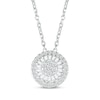 Thumbnail Image 1 of Baguette & Round-Cut Diamond Sunburst Drop Necklace 1/4 ct tw Sterling Silver 18”