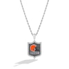 Thumbnail Image 1 of True Fans Cleveland Browns 1/5 CT. T.W. Diamond and Enamel Reversible Shield Necklace in Sterling Silver