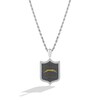 Thumbnail Image 1 of True Fans Los Angeles Chargers 1/5 CT. T.W. Diamond and Enamel Reversible Shield Necklace in Sterling Silver