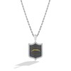 Thumbnail Image 0 of True Fans Los Angeles Chargers 1/5 CT. T.W. Diamond and Enamel Reversible Shield Necklace in Sterling Silver