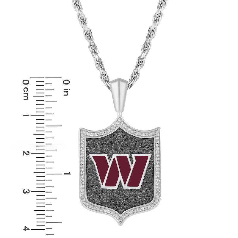 True Fans Washington Commanders 1/5 CT. T.W. Diamond and Enamel Reversible Shield Necklace in Sterling Silver