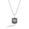 Thumbnail Image 0 of True Fans Jacksonville Jaguars 1/5 CT. T.W. Diamond and Enamel Reversible Shield Necklace in Sterling Silver