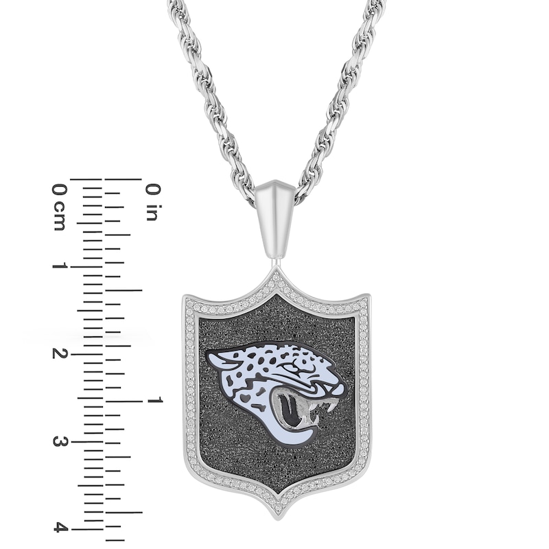True Fans Jacksonville Jaguars 1/5 CT. T.W. Diamond and Enamel Reversible Shield Necklace in Sterling Silver
