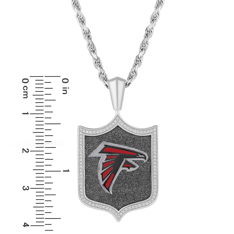 True Fans Atlanta Falcons 1/5 CT. T.W. Diamond and Enamel Reversible Shield Necklace in Sterling Silver