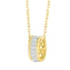 Thumbnail Image 2 of Round-Cut Diamond Two-Row Barrel Necklace 1/10 ct tw 10K Yellow Gold 18”