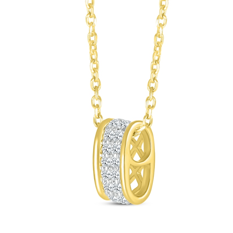Main Image 2 of Round-Cut Diamond Two-Row Barrel Necklace 1/10 ct tw 10K Yellow Gold 18”