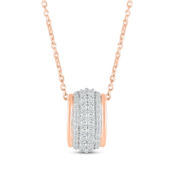 Round-Cut Diamond Four-Row Barrel Necklace 1/3 ct tw 10K Rose Gold 18”