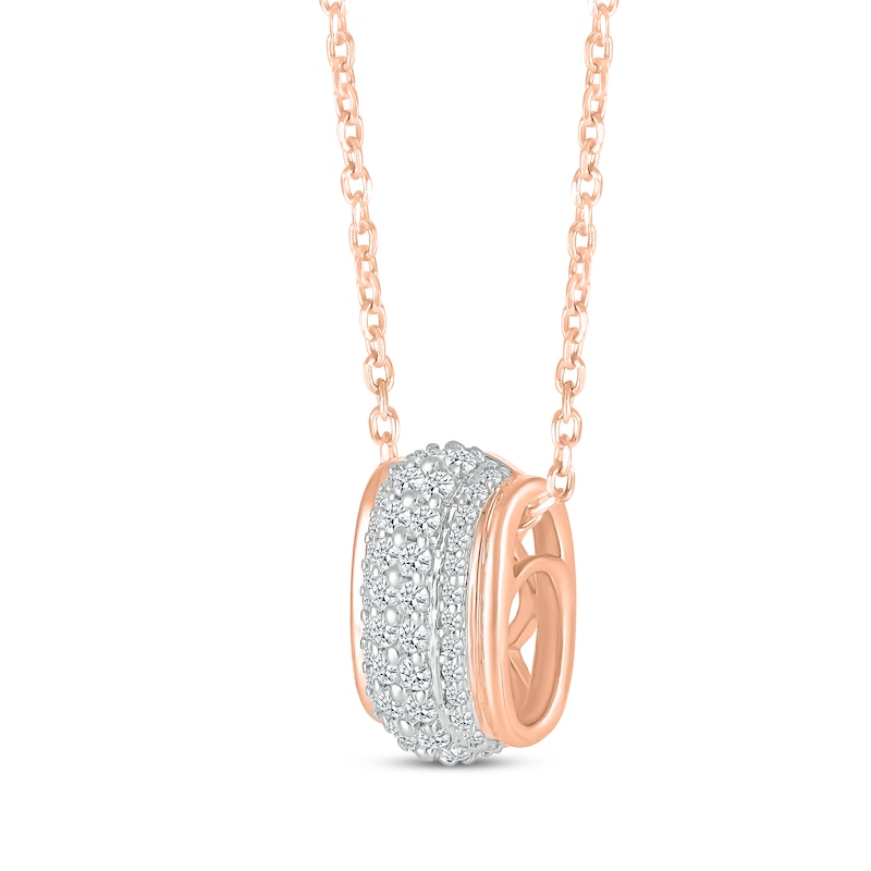 Main Image 2 of Round-Cut Diamond Four-Row Barrel Necklace 1/3 ct tw 10K Rose Gold 18”
