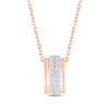 Thumbnail Image 1 of Round-Cut Diamond Two-Row Barrel Necklace 1/8 ct tw 10K Rose Gold 18”