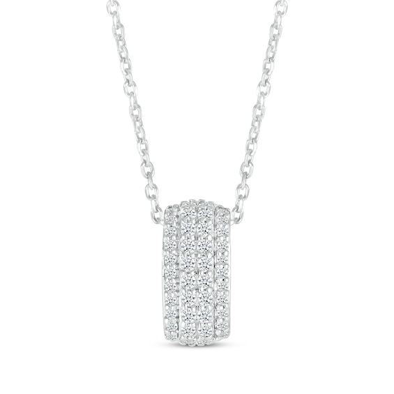Round-Cut Diamond Four-Row Barrel Necklace 1/4 ct tw Sterling Silver 18”