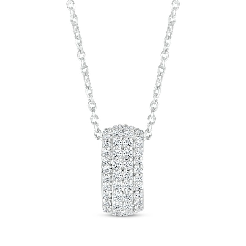 Main Image 1 of Round-Cut Diamond Four-Row Barrel Necklace 1/4 ct tw Sterling Silver 18”