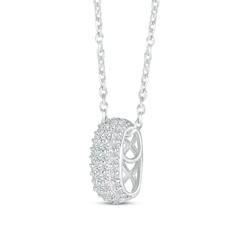 Main Image 2 of Round-Cut Diamond Four-Row Barrel Necklace 1/4 ct tw Sterling Silver 18”