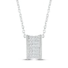 Thumbnail Image 1 of Vintage-Style Round-Cut Diamond Three-Row Barrel Necklace 1/6 ct tw Sterling Silver 18”