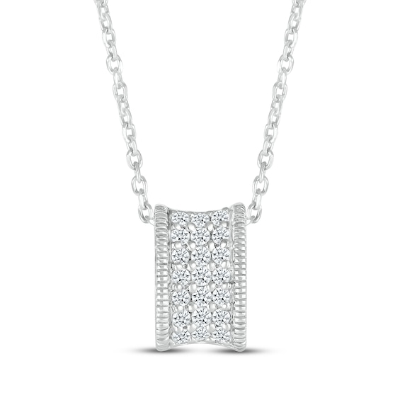 Vintage-Style Round-Cut Diamond Three-Row Barrel Necklace 1/6 ct tw Sterling Silver 18”