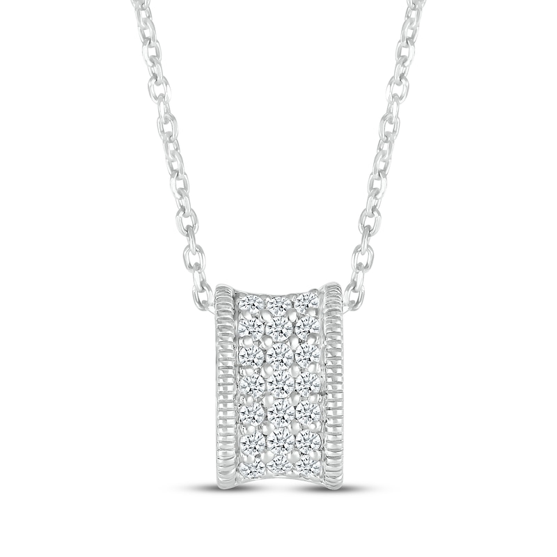 Main Image 1 of Vintage-Style Round-Cut Diamond Three-Row Barrel Necklace 1/6 ct tw Sterling Silver 18”