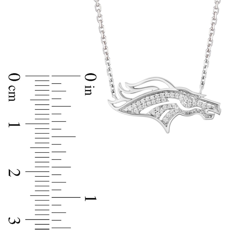 Main Image 2 of True Fans Denver Broncos 1/10 CT. T.W. Diamond Logo Necklace in Sterling Silver