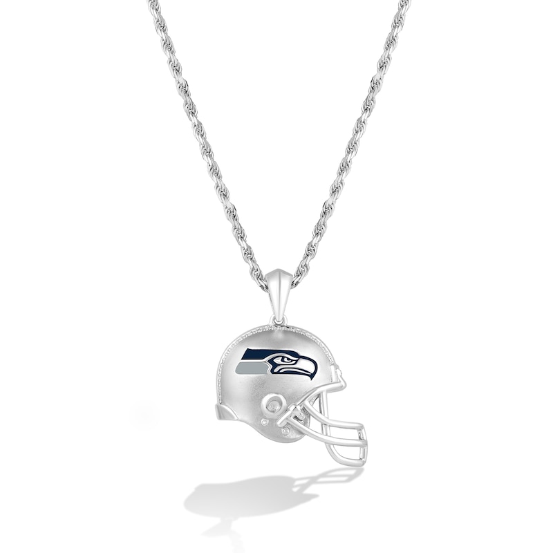 True Fans Seattle Seahawks 1/20 CT. T.W. Diamond Helmet Necklace in Sterling Silver