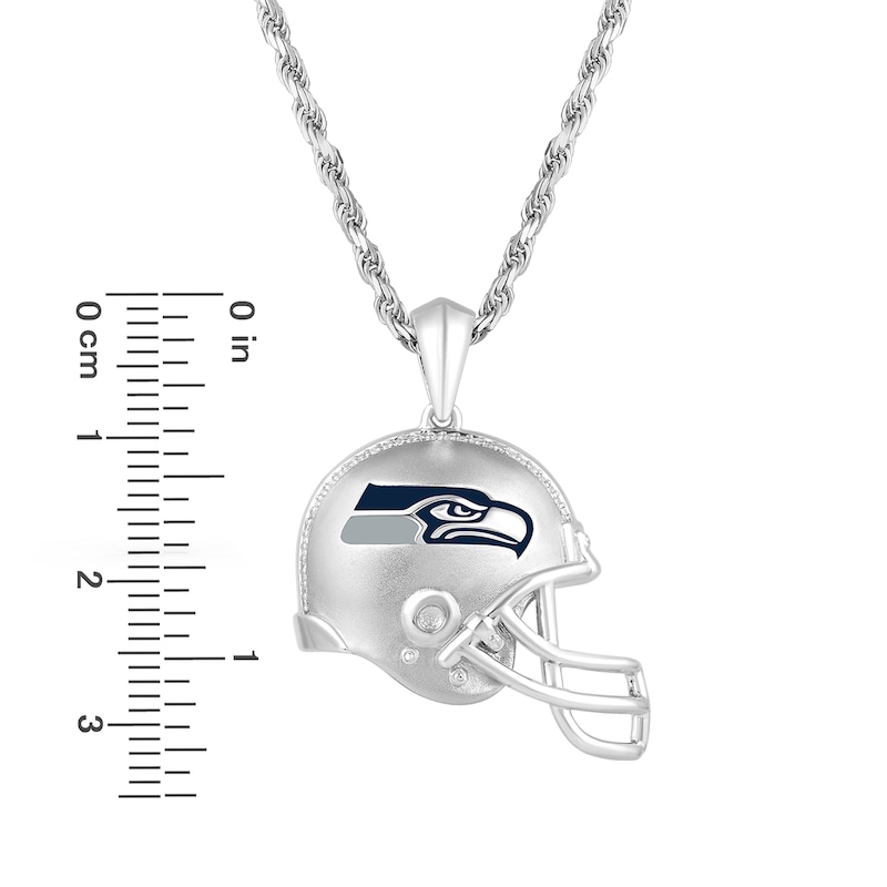 True Fans Seattle Seahawks 1/20 CT. T.W. Diamond Helmet Necklace in Sterling Silver