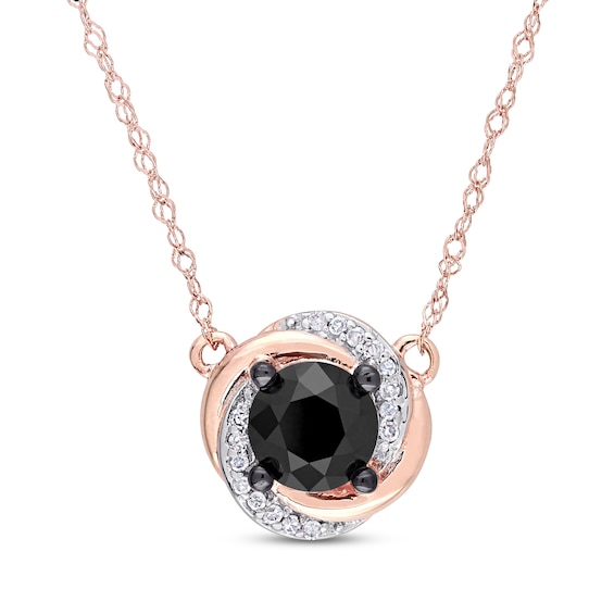 Round-Cut Black & White Diamond Necklace 1 ct tw 10K Rose Gold 17”