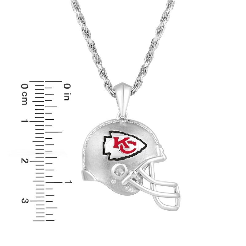 True Fans Kansas City Chiefs 1/20 CT. T.W. Diamond Helmet Necklace in Sterling Silver
