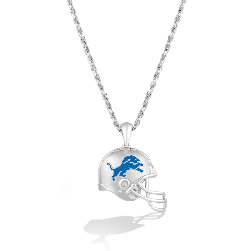 True Fans Detroit Lions 1/20 CT. T.W. Diamond Helmet Necklace in Sterling Silver