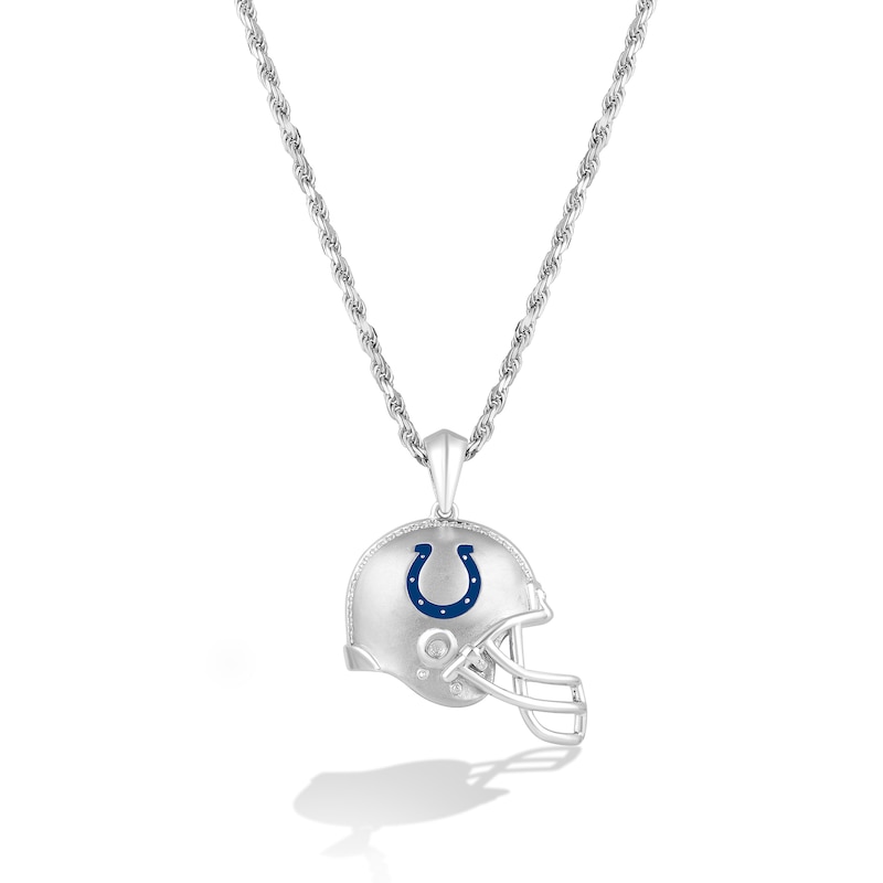 True Fans Indianapolis Colts 1/20 CT. T.W. Diamond Helmet Necklace in Sterling Silver
