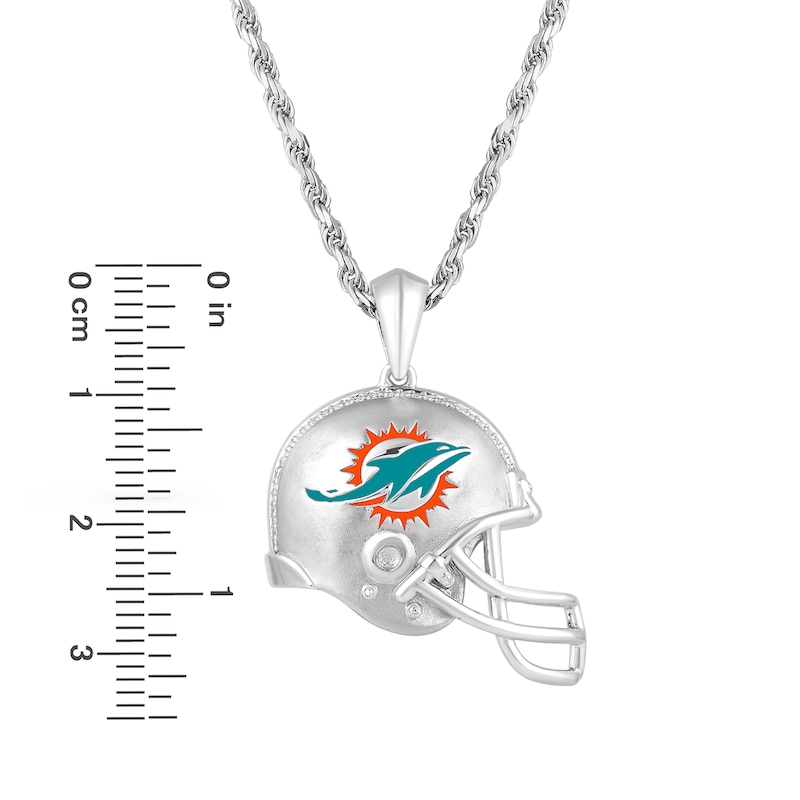 True Fans Miami Dolphins 1/20 CT. T.W. Diamond Helmet Necklace in Sterling Silver