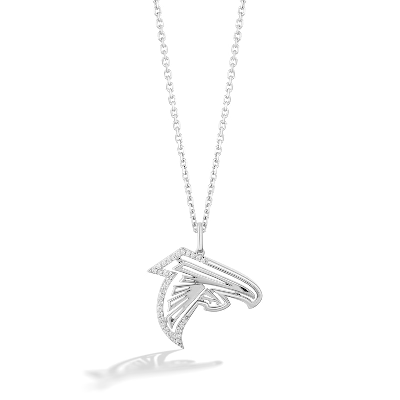 Main Image 1 of True Fans Atlanta Falcons 1/10 CT. T.W. Diamond Logo Necklace in Sterling Silver