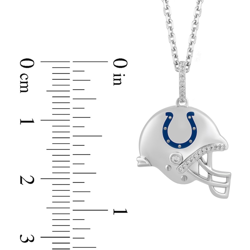 True Fans Indianapolis Colts 1/20 CT. T.W. Diamond Helmet Necklace in Sterling Silver